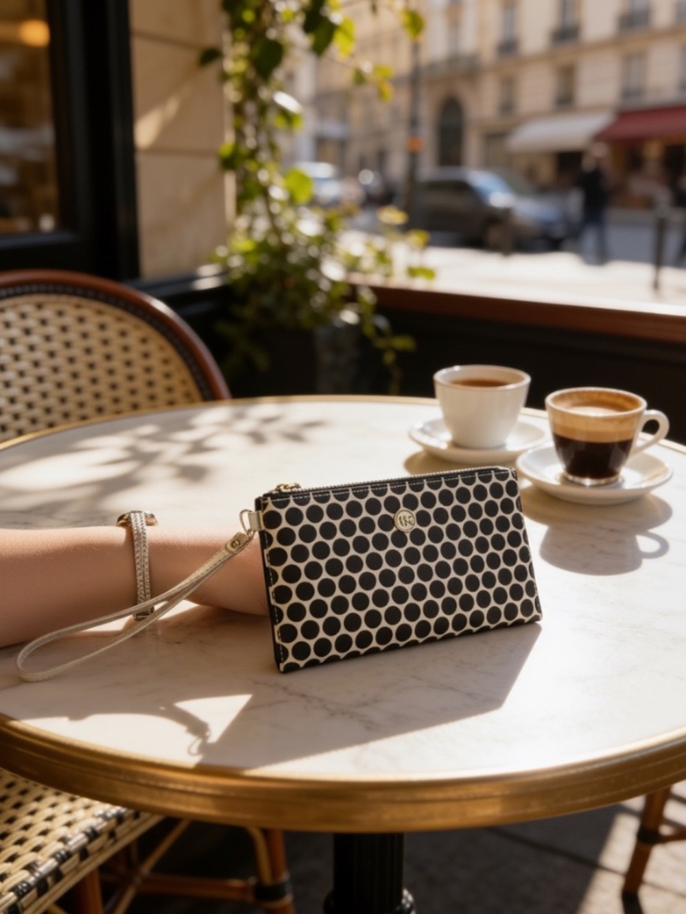 Michael Kors Kiki Printed Dot Large Zip Clutch Bag